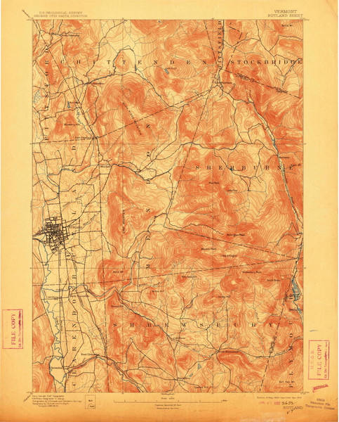 Rutland, Vermont 1893 (1912) USGS Old Topo Map Reprint 15x15 VT Quad 338139