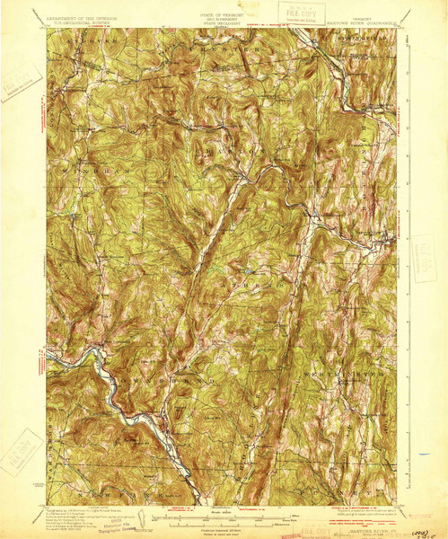 Saxtons River, Vermont 1933 () USGS Old Topo Map Reprint 15x15 VT Quad 338146 Saxtons River, Vermont 1933 () USGS Old Topo Map Reprint 15x15 VT Quad 338146