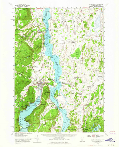 Ticonderoga, Vermont 1950 (1964) USGS Old Topo Map Reprint 15x15 VT Quad 338184