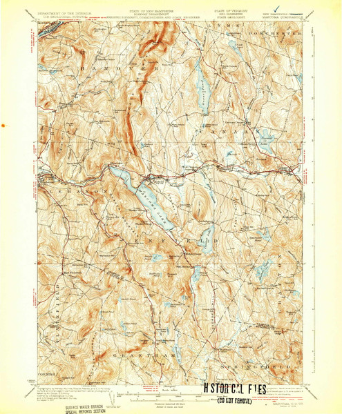 Mascoma, New Hampshire 1932 () USGS Old Topo Map Reprint 15x15 VT Quad 330150
