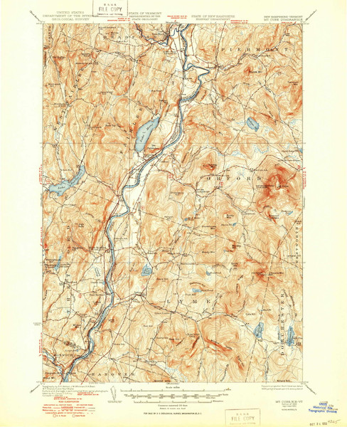 Mt. Cube, New Hampshire 1933 (1950) USGS Old Topo Map Reprint 15x15 VT Quad 330219