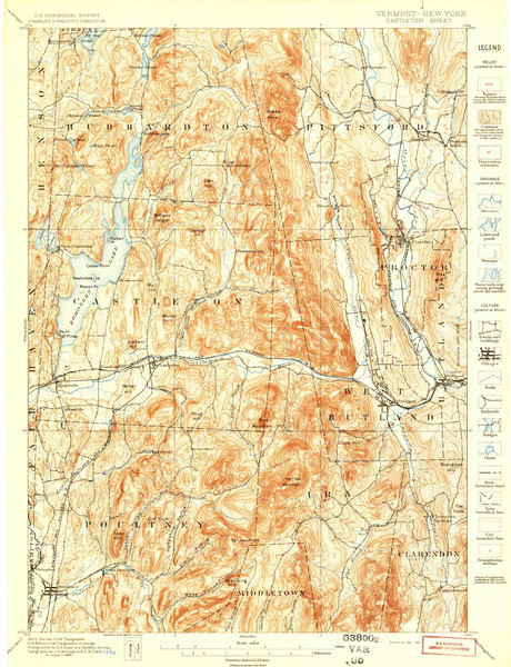 Castleton, New York 1897 () USGS Old Topo Map Reprint 15x15 VT Quad 8033400 Castleton, New York 1897 () USGS Old Topo Map Reprint 15x15 VT Quad 8033400
