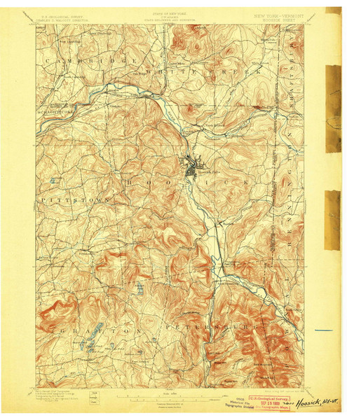 Hoosick, New York 1897 (1900) USGS Old Topo Map Reprint 15x15 VT Quad 139704 Hoosick, New York 1897 (1900) USGS Old Topo Map Reprint 15x15 VT Quad 139704