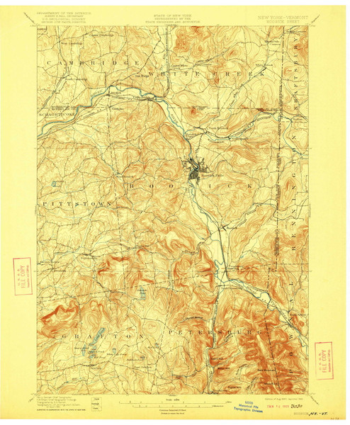 Hoosick, New York 1897 (1922) USGS Old Topo Map Reprint 15x15 VT Quad 139709 Hoosick, New York 1897 (1922) USGS Old Topo Map Reprint 15x15 VT Quad 139709