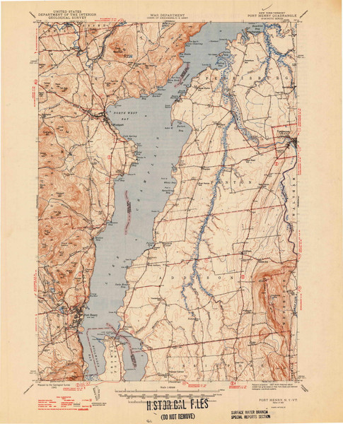 Port Henry, New York 1947 () USGS Old Topo Map Reprint 15x15 VT Quad 129088