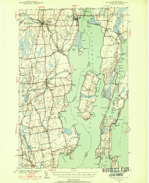 Rouses Point, New York 1939 () USGS Old Topo Map Reprint 15x15 VT Quad 129236