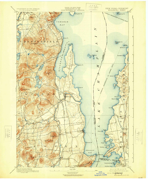 Willsboro, New York 1895 (1924) USGS Old Topo Map Reprint 15x15 VT Quad 144496