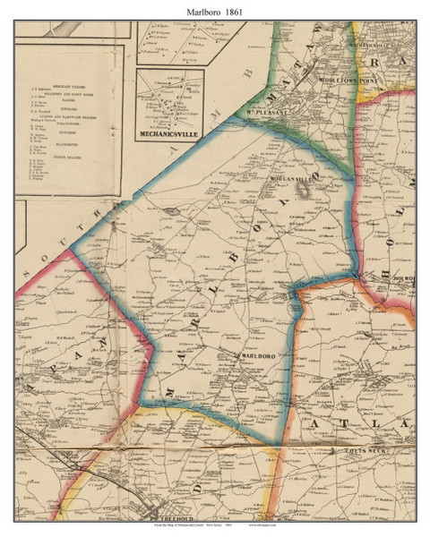 Marlboro, New Jersey 1861 Old Town Map Custom Print - Monmouth Co.