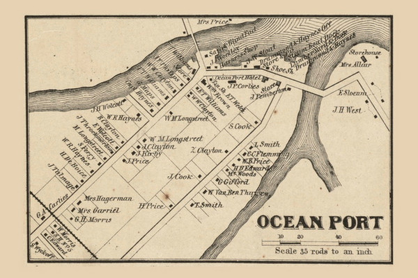 Oceanport, New Jersey 1861 Old Town Map Custom Print - Monmouth Co.