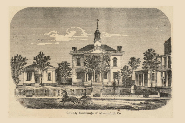 Monmouth County Buildings, New Jersey 1861 Old Town Map Custom Print - Monmouth Co.