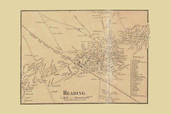 Reading Village - Reading Massachusetts 1856 Old Town Map Custom Print - Middlesex Co. Reading Village - Reading Massachusetts 1856 Old Town Map Custom Print - Middlesex Co.