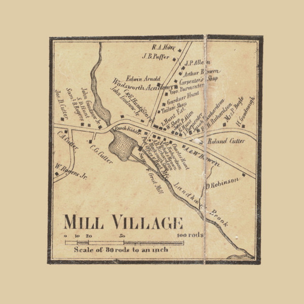 Mill Village - Sudbury Massachusetts 1856 Old Town Map Custom Print - Middlesex Co. Mill Village - Sudbury Massachusetts 1856 Old Town Map Custom Print - Middlesex Co.