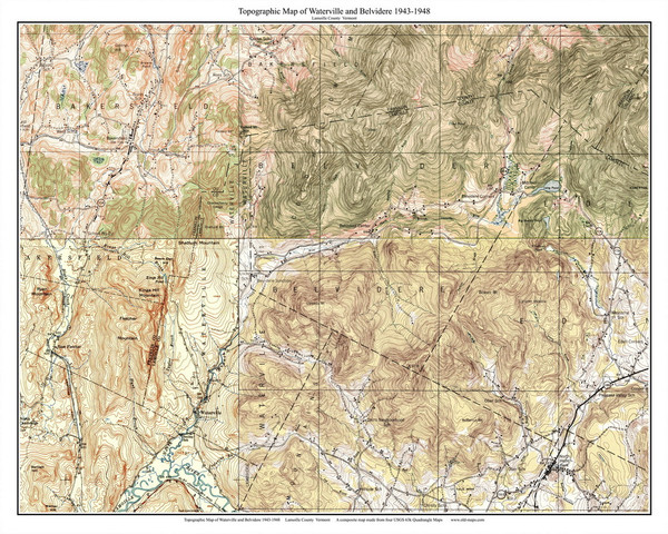 Waterville & Belvidere 63k 1943-1948 - Custom USGS Old Topo Map - Vermont