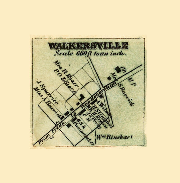 Walkersville  Mount Pleasant, Maryland 1858 Old Town Map Custom Print - Frederick Co.