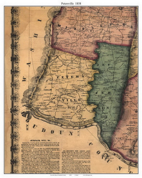 Petersville, Maryland 1858 Old Town Map Custom Print - Frederick Co.