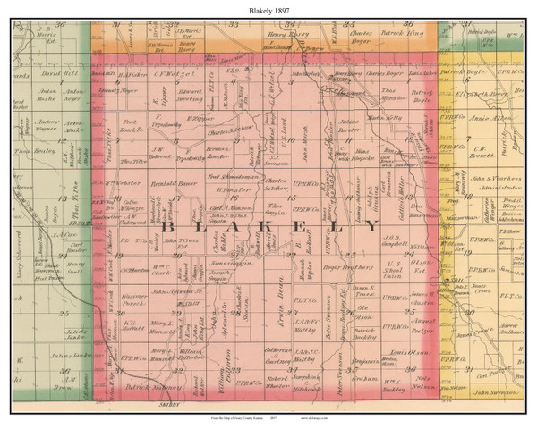 Blakely, Kansas 1897 Old Town Map Custom Print - Geary Co.