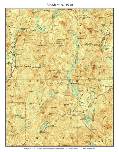 Stoddard 1930 - Custom USGS Old Topo Map - New Hampshire Cheshire Co. Towns