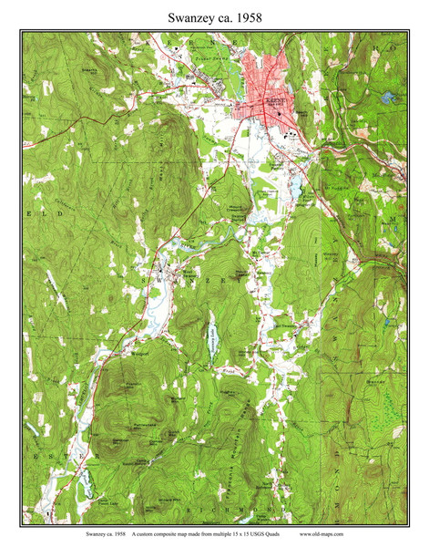 Swanzey 1958 - Custom USGS Old Topo Map - New Hampshire Cheshire Co. Towns
