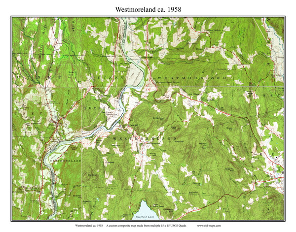 Westmoreland 1958 - Custom USGS Old Topo Map - New Hampshire Cheshire Co. Towns