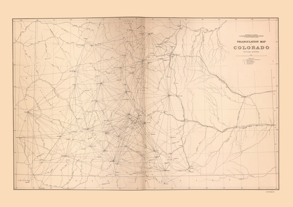 Colorado Triangulation, Colorado 1877 - Old State Map Reprint - Colorado Atlas