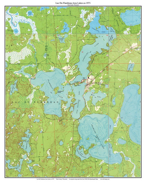 Lac Du Flambeau 1971 - Custom USGS Old Topo Map - Wisconsin