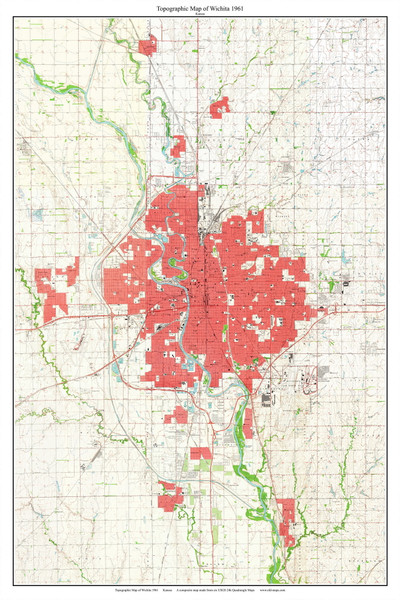Wichita 1961 - Custom USGS Old Topo Map - Kansas
