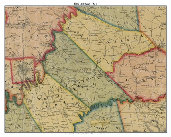 East Lampeter Township, Pennsylvania 1851 Old Town Map Custom Print - Lancaster Co. East Lampeter Township, Pennsylvania 1851 Old Town Map Custom Print - Lancaster Co.