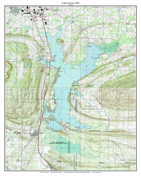 Lake Conway 1994 - Custom USGS Old Topo Map - Arkansas