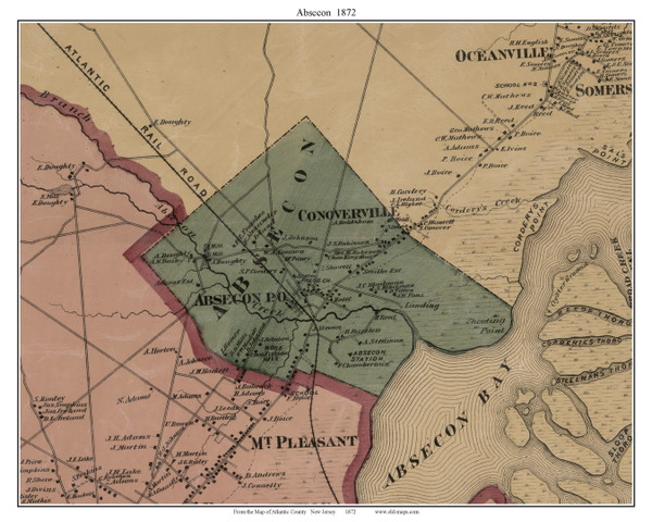Absecon Township, New Jersey 1872 Old Town Map Custom Print - Atlantic Co.