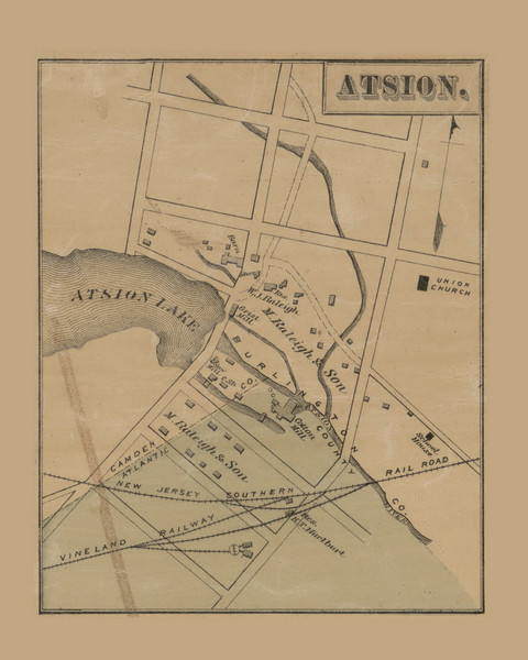 Atsion Village - Hamilton Township, New Jersey 1872 Old Town Map Custom Print - Atlantic Co. Atsion Village - Hamilton Township, New Jersey 1872 Old Town Map Custom Print - Atlantic Co.