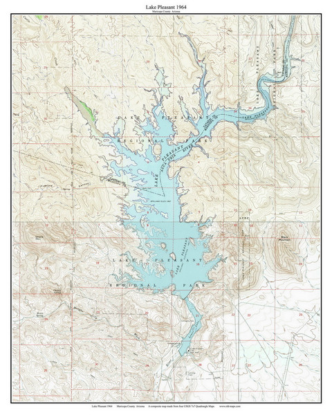 Lake Pleasant 1964 - Custom USGS Old Topo Map - Arizona