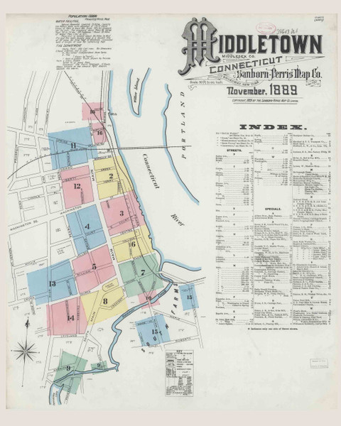 Middletown, Connecticut 1889 - Old Map Connecticut Fire Insurance Index