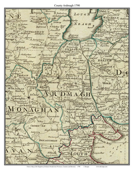 County Ardmagh (Armagh), Ireland 1790 Roque - Old Map Custom Reprint
