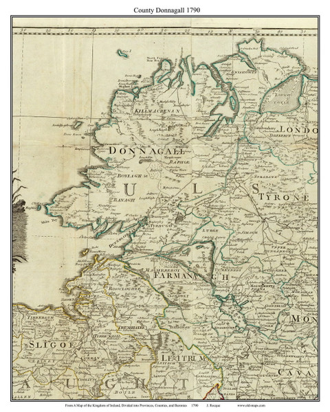 County Donnagall (Donegal), Ireland 1790 Roque - Old Map Custom Reprint County Donnagall (Donegal), Ireland 1790 Roque - Old Map Custom Reprint