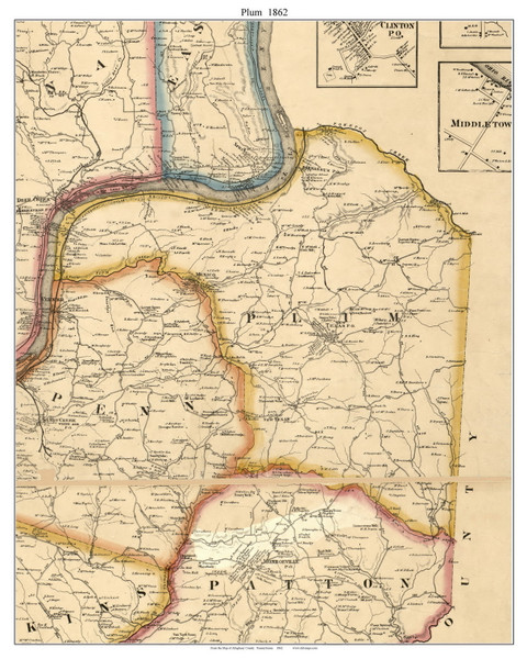 Plum Township, Pennsylvania 1862 Old Town Map Custom Print - Allegheny Co.