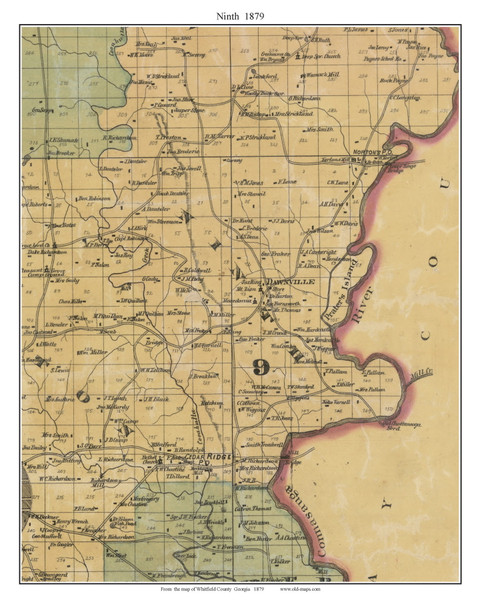 Ninth Militia District, Georgia 1879 Old Town Map Custom Print - Whitfield Co.