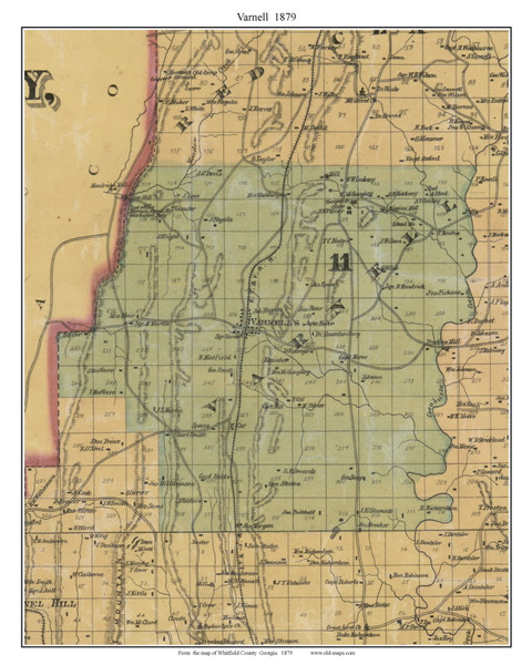 Varnell Militia District, Georgia 1879 Old Town Map Custom Print - Whitfield Co.