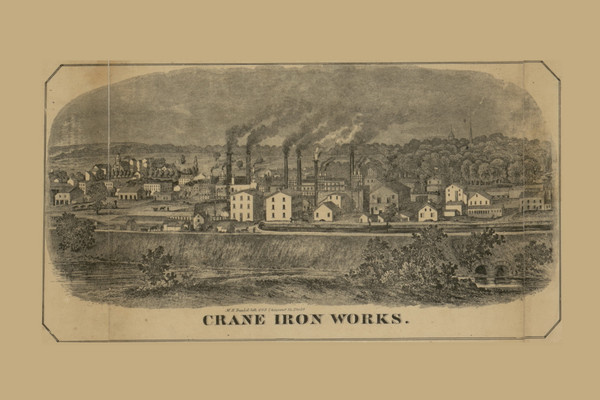 Crane Iron Works, Pennsylvania 1865 Old Town Map Custom Print - Lehigh Co.