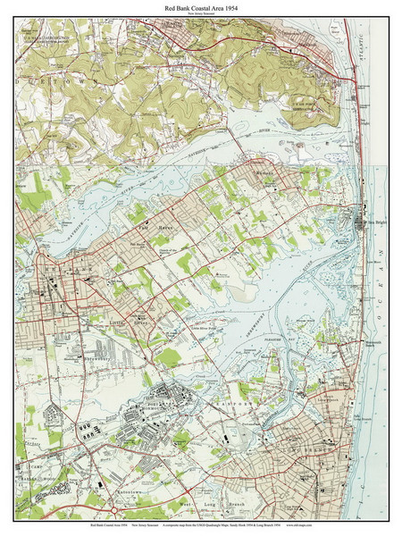 Red Bank 1954 - Custom USGS Old Topo Map - New Jersey 02