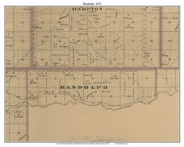Randolph, Dakota Co. Minnesota 1874 Old Town Map Custom Print - Dakota Co.