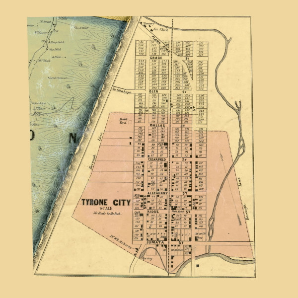 Tyrone City, Snyder Township, Pennsylvania 1859 Old Town Map Custom Print - Blair Co. Tyrone City, Snyder Township, Pennsylvania 1859 Old Town Map Custom Print - Blair Co.