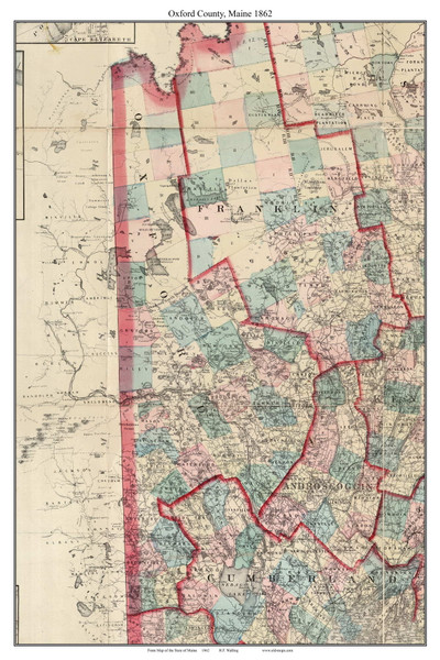 Oxford County, Maine 1862 - Old Map Custom Reprint - Counties Other