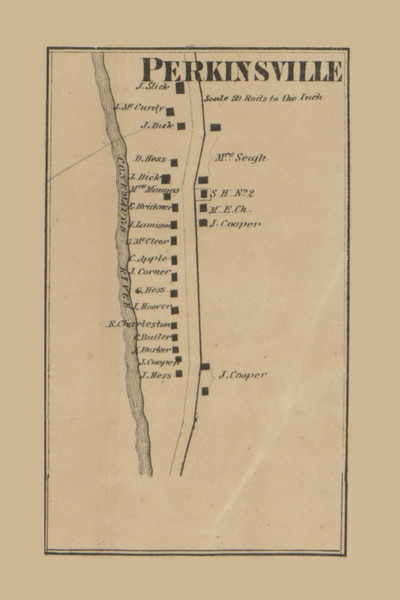 Perkinsville  Taylor Township, Pennsylvania 1867 Old Town Map Custom Print - Cambria Co.