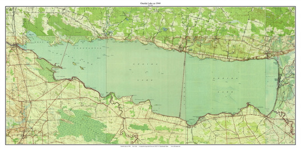 Oneida Lake 1944 - Custom USGS Old Topo Map - New York - Finger Lakes