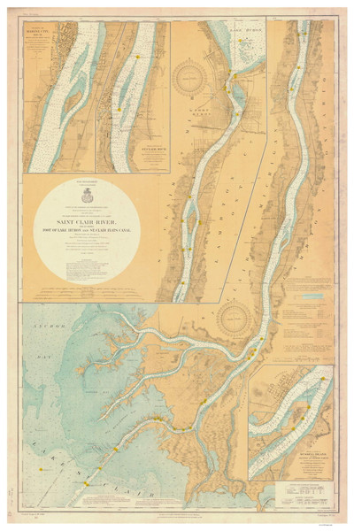 St Clair River 1908 Detroit & St Clair Rivers Harbor Chart Reprint Great Lakes 4 - 43