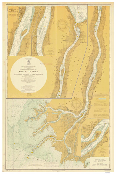 St Clair River 1911 Detroit & St Clair Rivers Harbor Chart Reprint 43