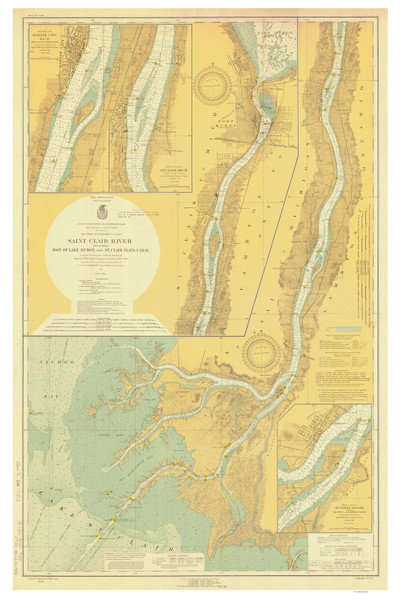 St Clair River 1922 Detroit & St Clair Rivers Harbor Chart Reprint Great Lakes 4 - 43