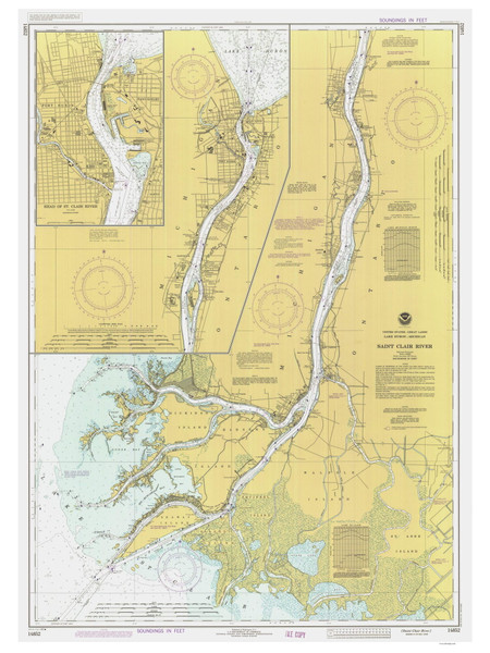 St Clair River 1982 Detroit & St Clair Rivers Harbor Chart Reprint Great Lakes 4 - 43