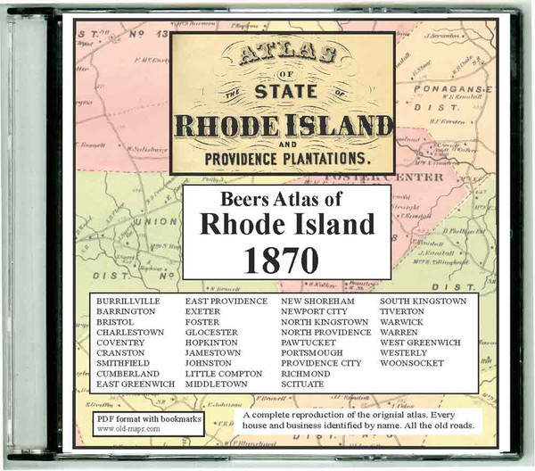 Atlas of the State of Rhode Island 1870, CDROM Old Map