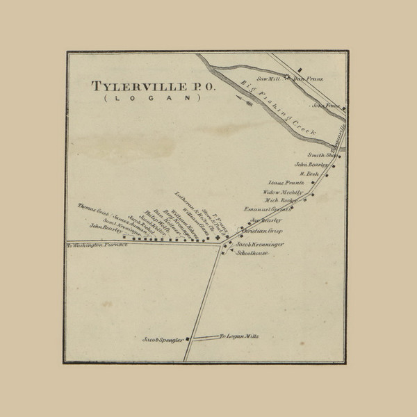 Tylerville PO, Logan Township, Pennsylvania 1862 Old Town Map Custom Print - Clinton Co.